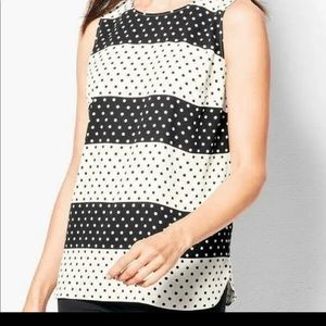 Talbots Plus Sleeveless Colorblock Polka Dot Tank